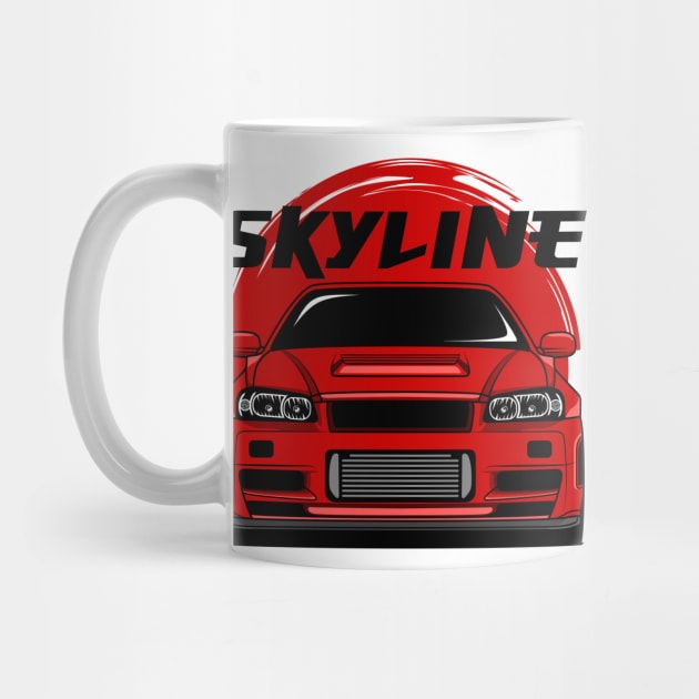 Red Skyline R34 by GoldenTuners